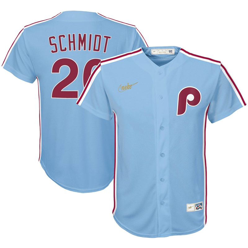 2020 MLB Youth Philadelphia Phillies #20 Mike Schmidt Nike Light Blue Road Cooperstown Collection Player Jersey 1